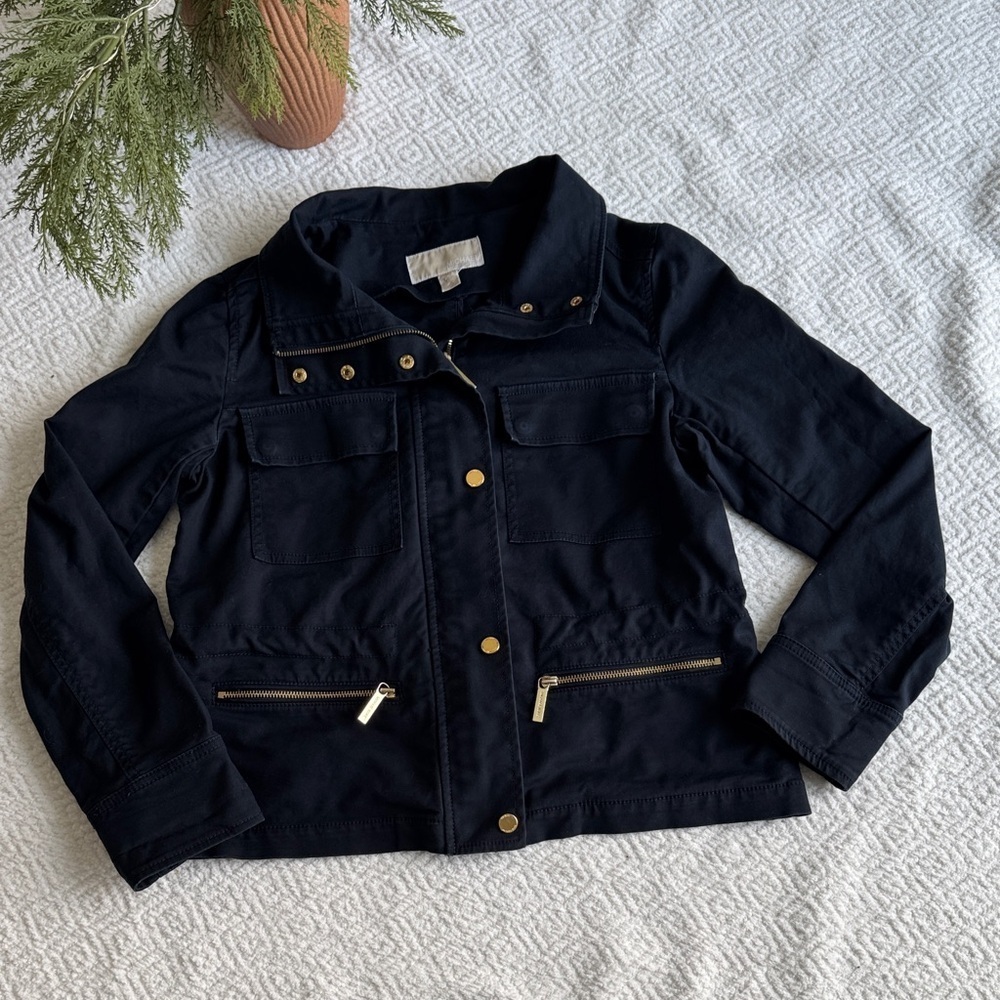 MICHAEL Michael Kors Navy Jacket with Gold Accents Sz S